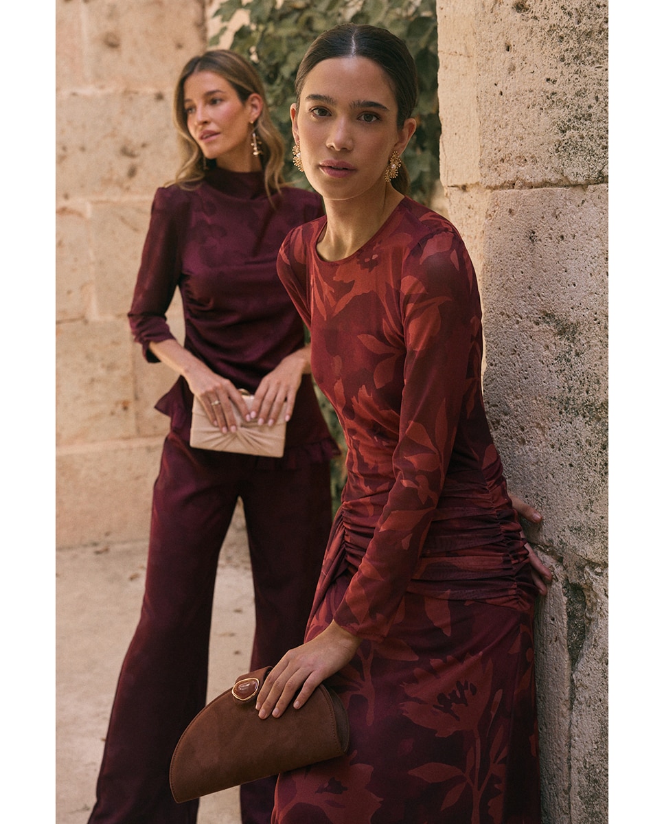 Vestido de Convidada com Estampado Floral Telha-6