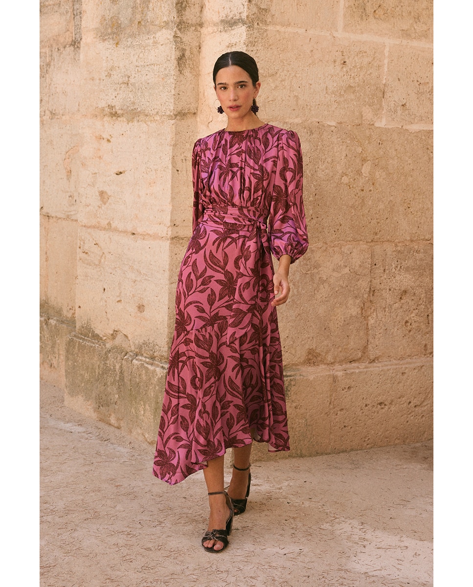 Imagen 0 de Vestido invitada estampado Rosa