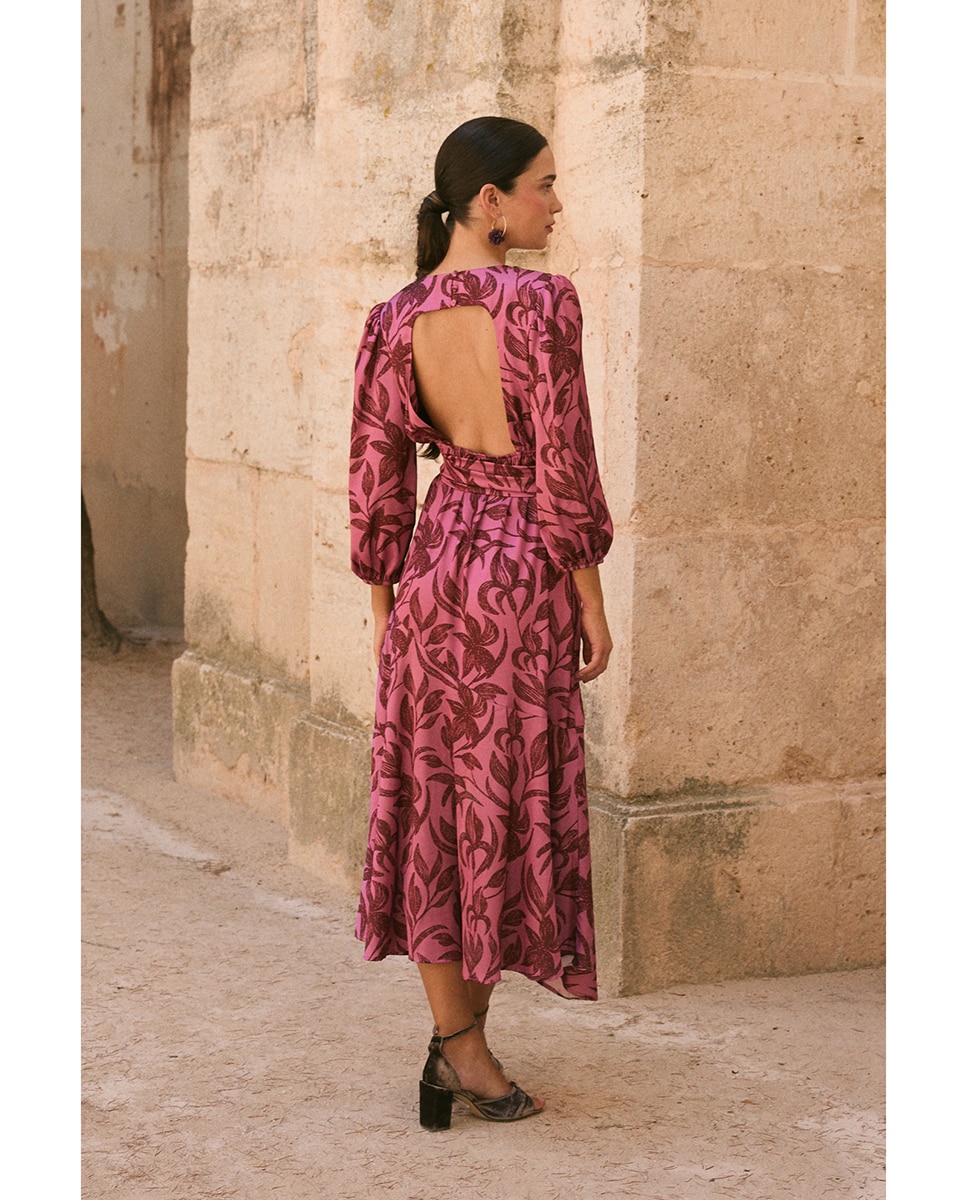 Vestido invitada estampado - Polin et Moi - Rosa Rosa-2