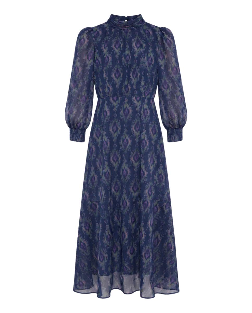 Vestido de Convidada com Estampado Geométrico Azul-6