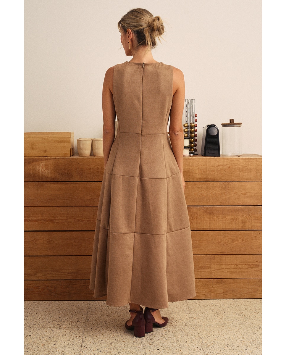 Imagen 2 de Vestido Midi efecto antelina - Polin et Moi - Marrón Marrón