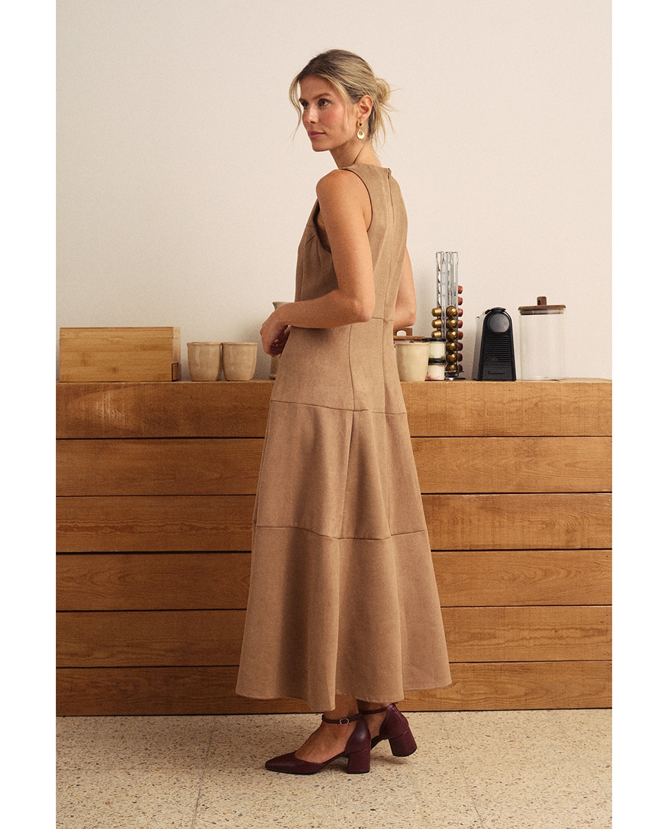 Imagen 4 de Vestido Midi efecto antelina - Polin et Moi - Marrón Marrón