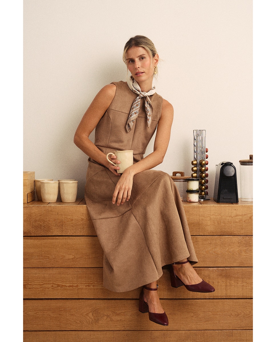 Imagen 5 de Vestido Midi efecto antelina - Polin et Moi - Marrón Marrón