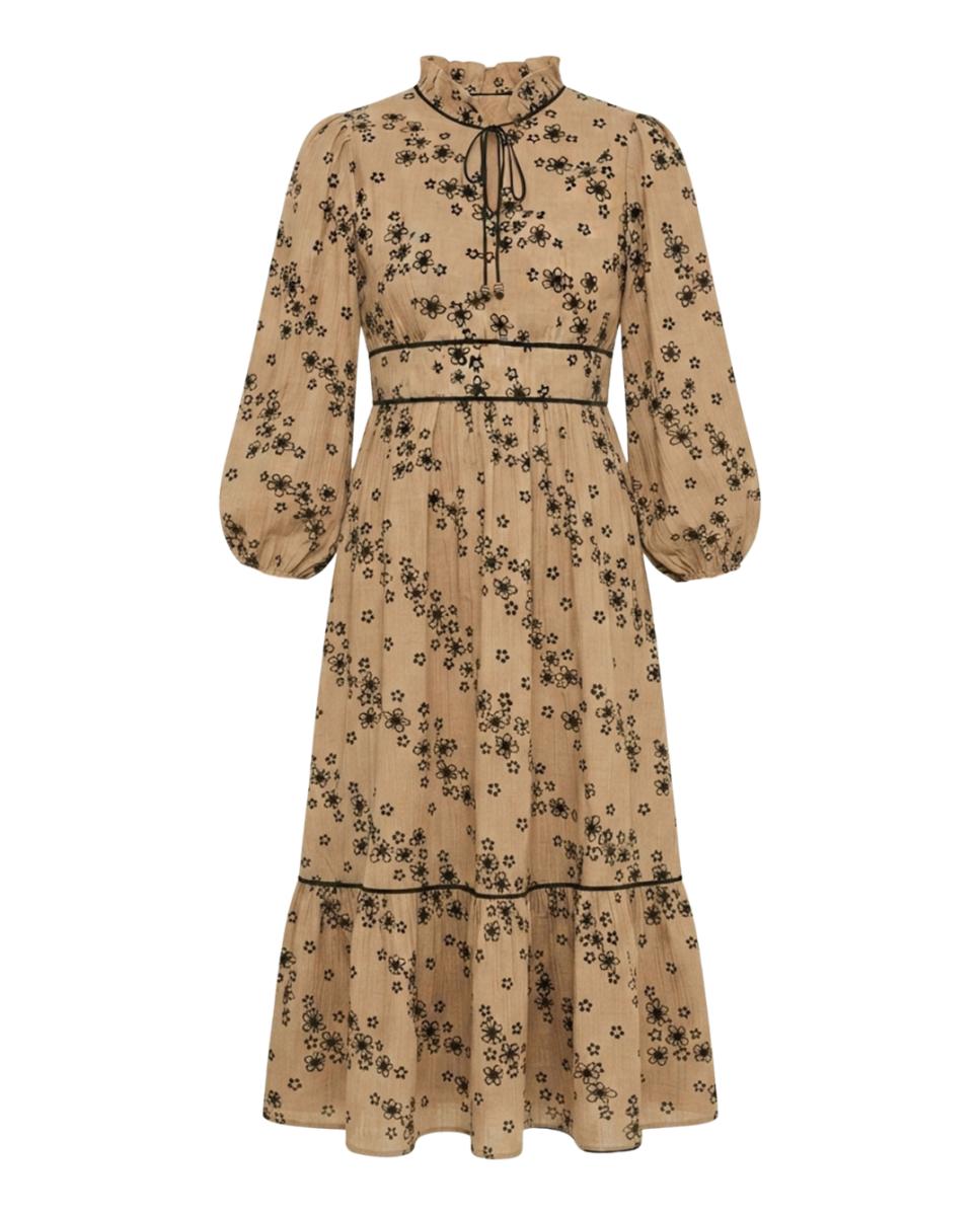Vestido curto estampado Bege-6