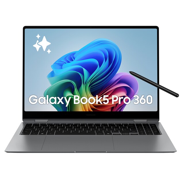 Convertible 2 en 1 Samsung Galaxy Book5 Pro 360 con S Pen, Copilot+ PC, Intel Core Ultra 5 226V, 16GB, 512GB SSD, Intel Arc 140V 8GB, 16