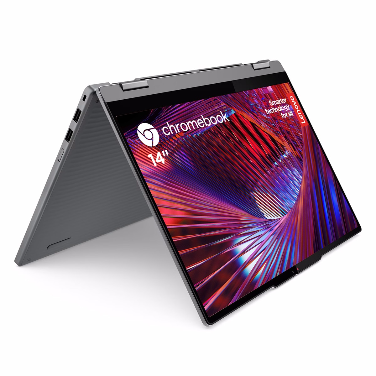 Convertible 2 en 1 Lenovo Chromebook Plus 14ITN10, Intel Core 3-N355, 8GB, 256GB UFS, 14", ChromeOS Gris Lunar-1