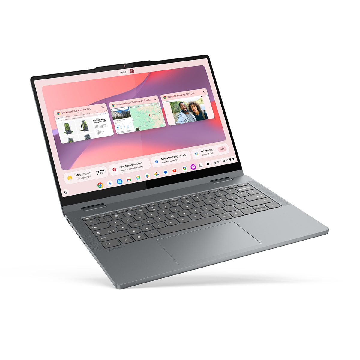 Convertible 2 en 1 Lenovo Chromebook Plus 14ITN10, Intel Core 3-N355, 8GB, 256GB UFS, 14", ChromeOS Gris Lunar-5