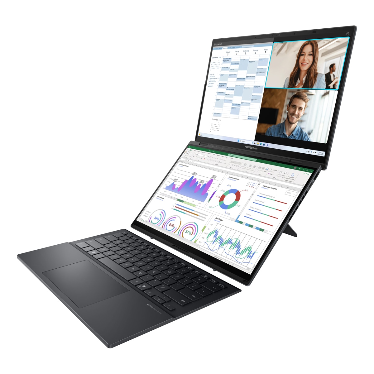 Portátil ASUS Zenbook Duo UX8406CA-QL335W, Intel Core Ultra 7-255H, 32GB, 1TB SSD, 14" OLED, W11 Gris-2