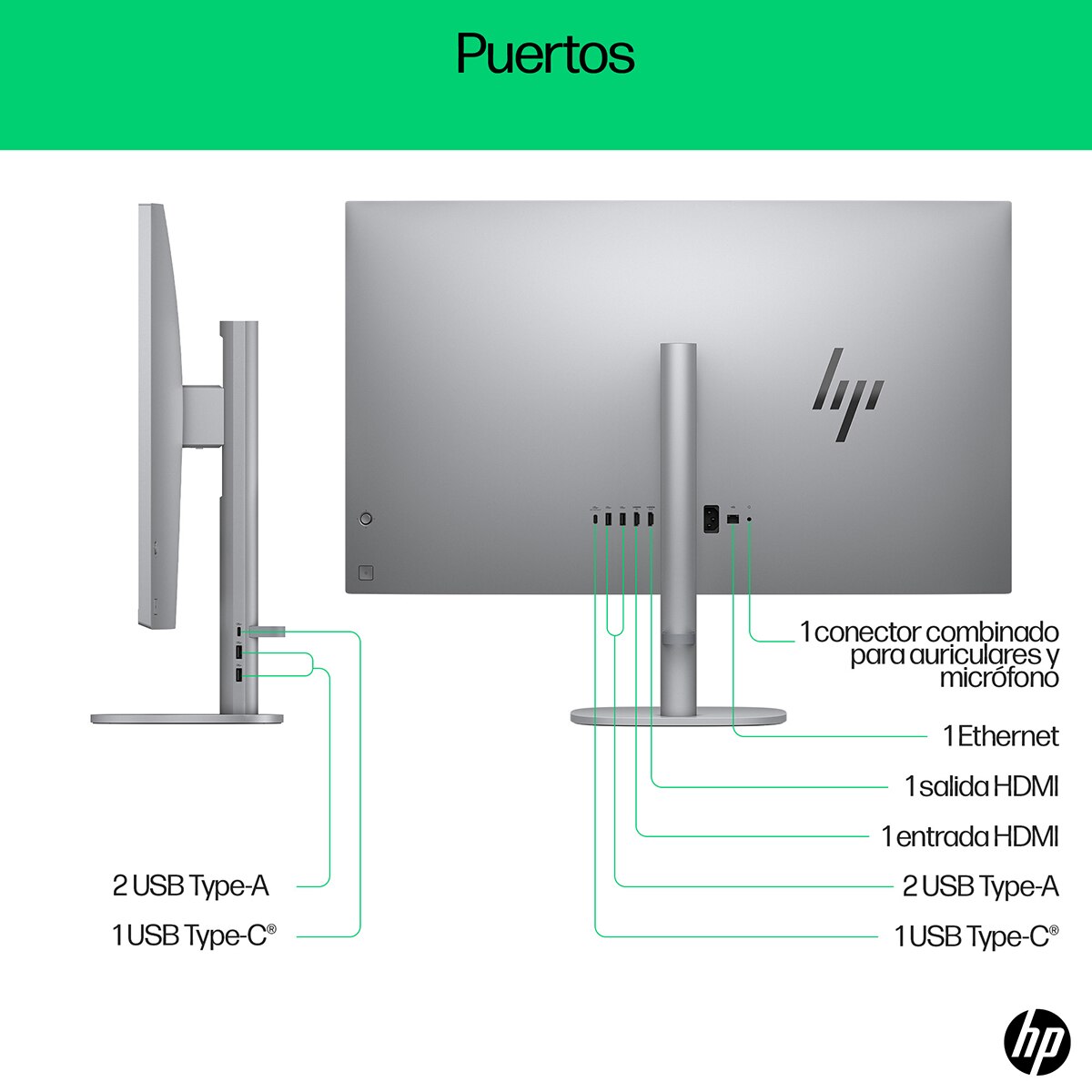 All in One HP OmniStudio X 32-c1000ns, Copilot+PC, Intel Core Ultra 5-226V, 16GB, 1TB SSD, 31,5", W11 Plata oscuro-5