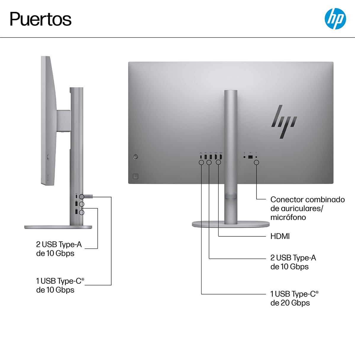 All in One HP OmniStudio X 32-c1005ns, Copilot+PC, Intel Core Ultra 7-258V, 32GB, 1TB SSD, Intel Arc, 31,5", W11 Plata oscuro-4