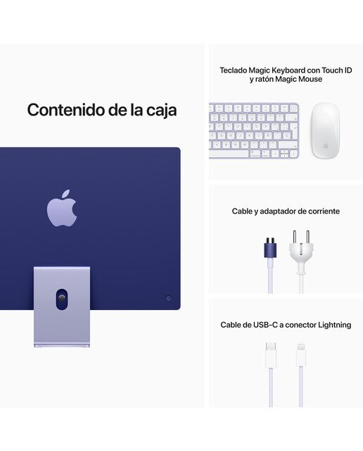 Apple iMac 24 (2021), M1, 8GB, 256 GB SSD, GPU 8 Núcleos, Retina 4.5K 24", MacOS Púrpura-6