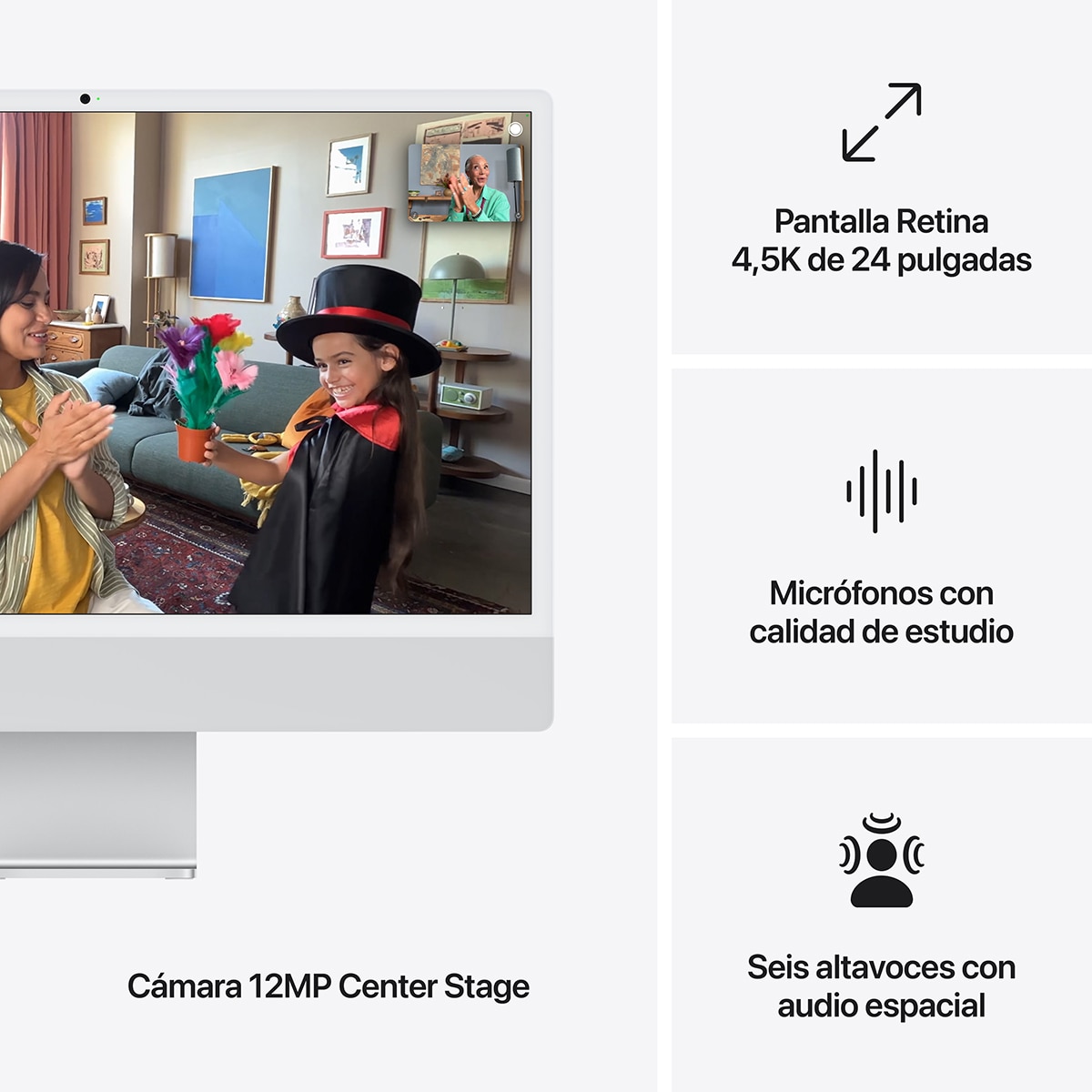 Apple iMac 24 (2024), M4, 16GB, 256 SSD, GPU 8 Núcleos, Retina 4,5K 24", MacOS - Plata Plata-7