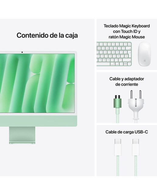 Apple iMac 24 (2024), M4, 16GB, 256GB SSD, GPU 10 Núcleos, Retina 4,5K 24", MacOS - Verde Verde-9