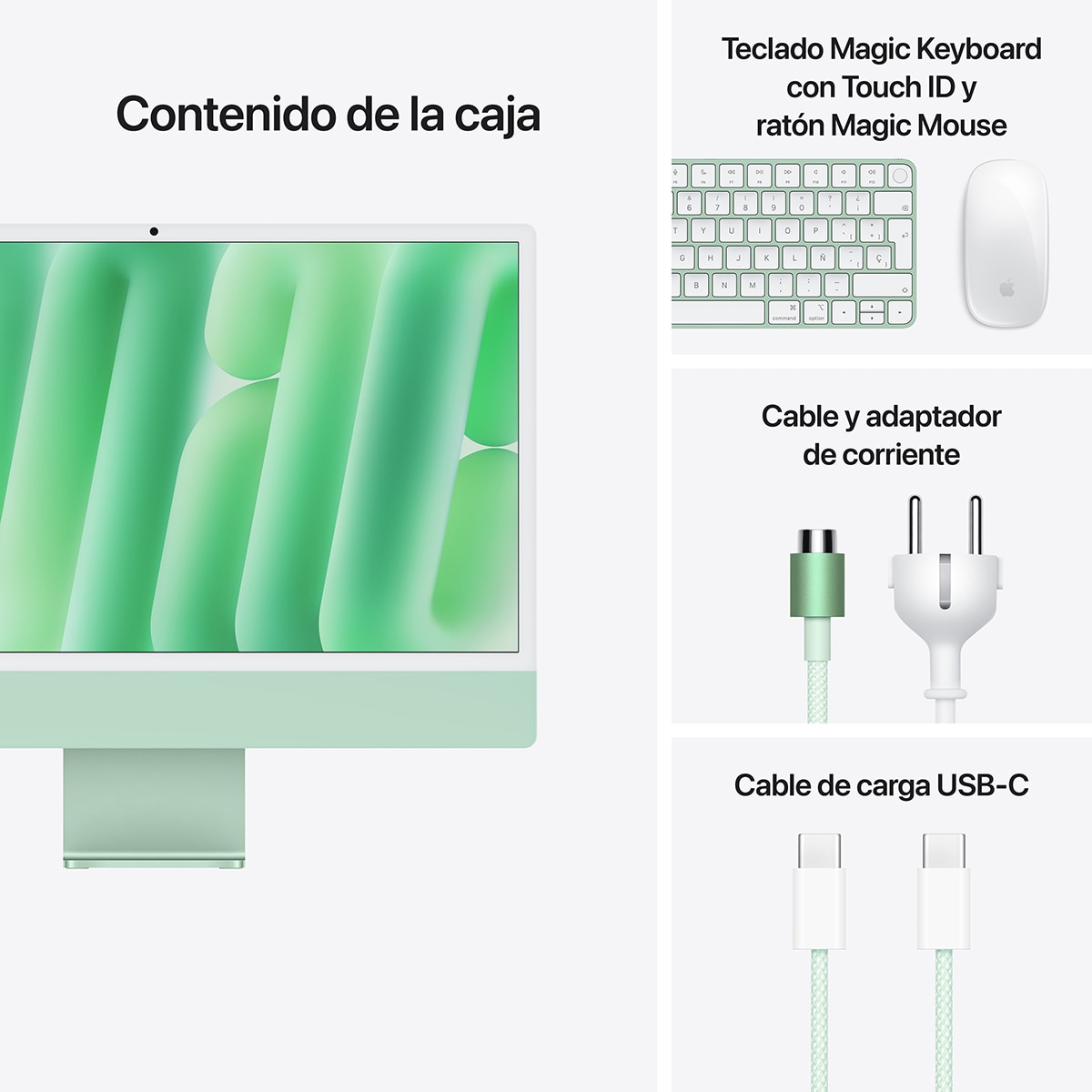 Apple iMac 24 (2024), M4, 16GB, 512 GB SSD, GPU 10 Núcleos Retina 4,5K 24", MacOS - Verde Verde-9