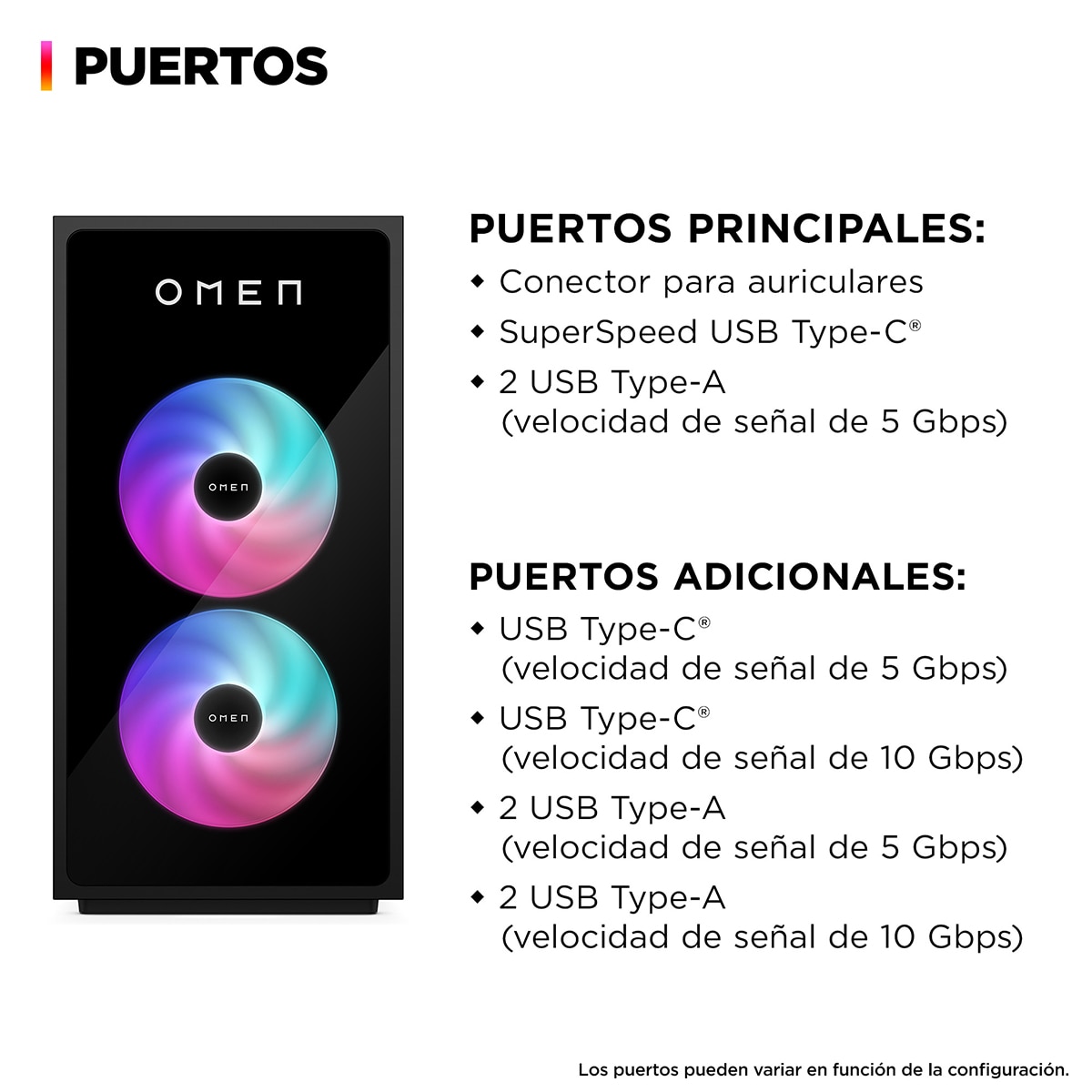 Sobremesa Gaming HP OMEN GT16-0036ns, Ryzen 7-8700G, 32GB, 1TB SSD, Nvidia GeForce RTX 4060Ti 8GB, W11 Negro-4