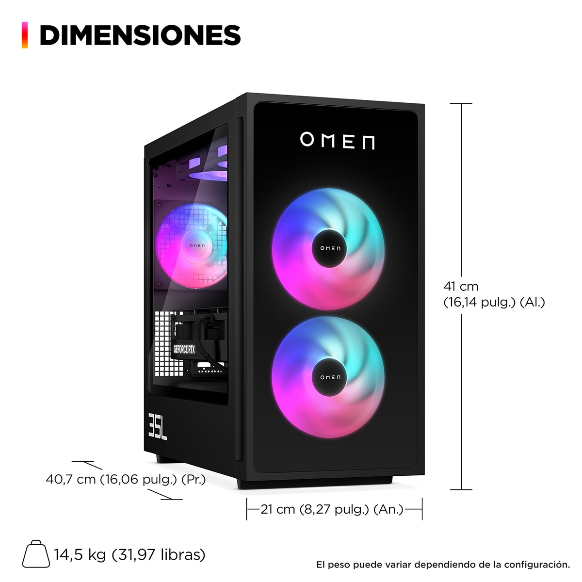 Sobremesa Gaming HP OMEN GT16-0091ns, Intel Core Ultra 7-265F, 32GB, 1TB SSD, Nvidia GeForce RTX 5070Ti 16GB, W11 Negro-4