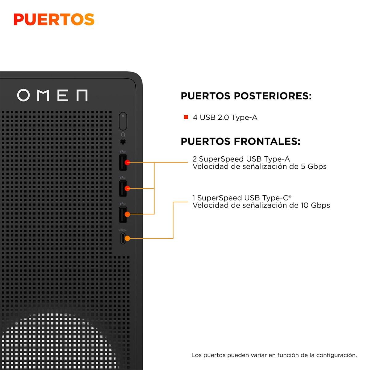 Sobremesa Gaming HP OMEN TG03-1004ns, Intel Core i7-14650HX, 16GB, 1TB SSD, Nvidia GeForce RTX 5060Ti 8GB, W11 Negro-4