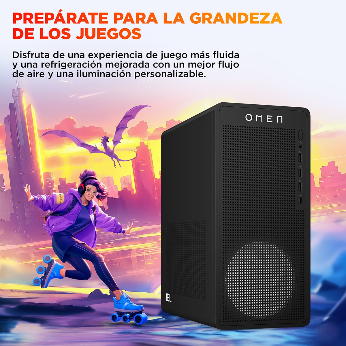 Sobremesa Gaming HP OMEN TG03-1004ns, Intel Core i7-14650HX, 16GB, 1TB SSD, Nvidia GeForce RTX 5060Ti 8GB, W11 Negro-5