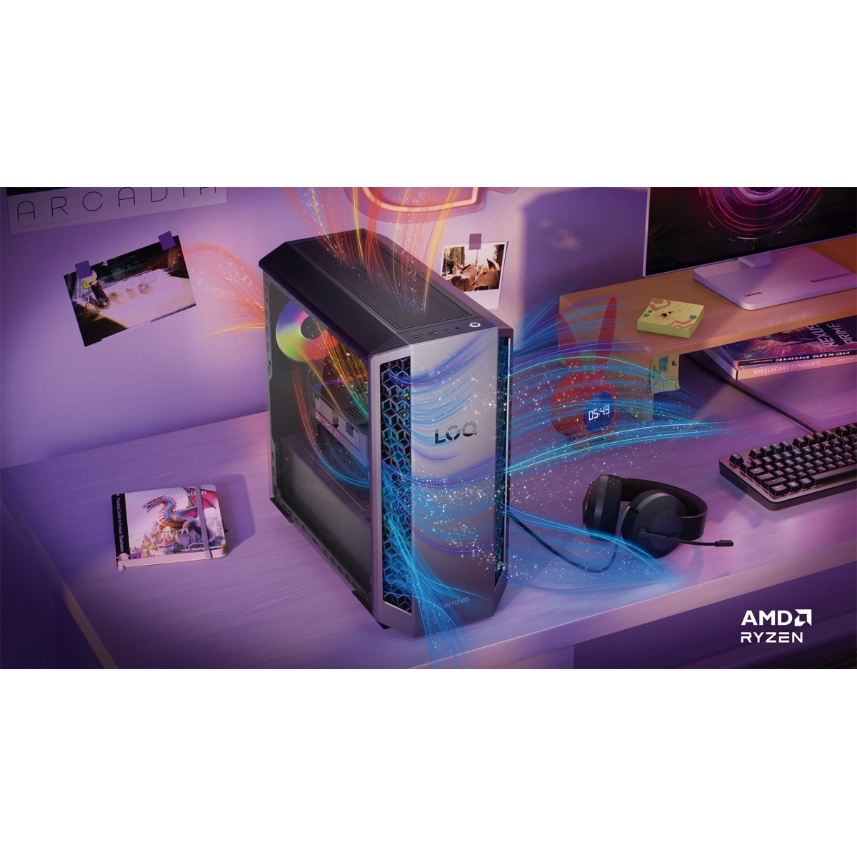 Sobremesa Gaming Lenovo LOQ Tower 26ADR10, Ryzen 7-8745HX, 16GB, 512GB SSD, Nvidia GeForce RTX 5060 Ti 8GB, W11 Gris-9