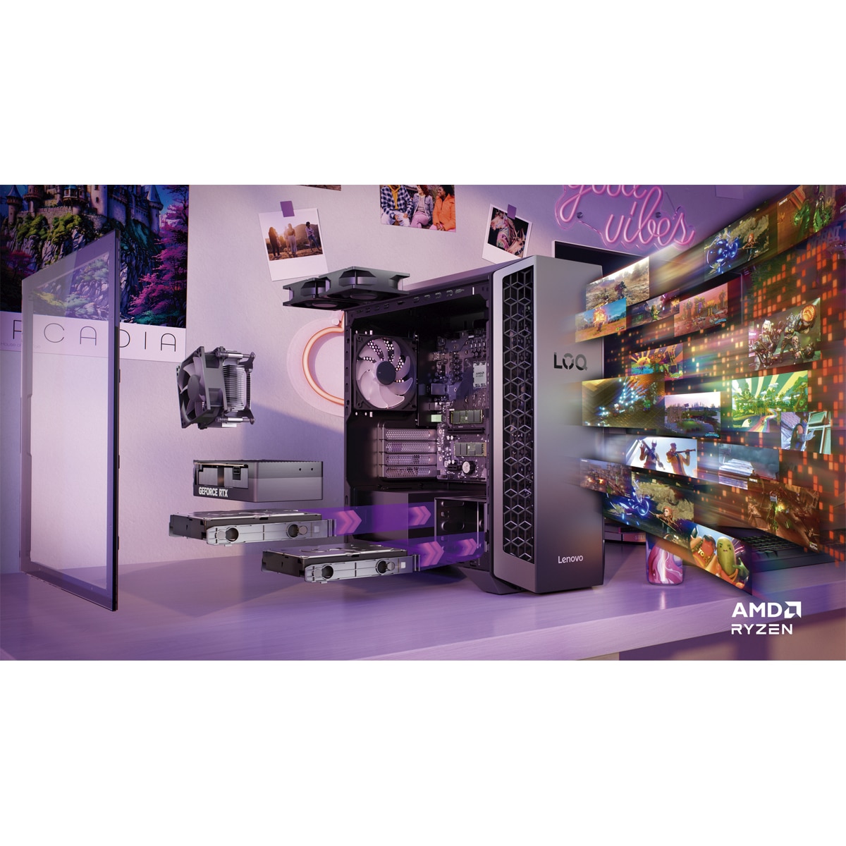 Sobremesa Gaming Lenovo LOQ Tower 26ADR10, Ryzen 7-8745HX, 16GB, 512GB SSD, Nvidia GeForce RTX 5060 Ti 8GB, W11 Gris-11