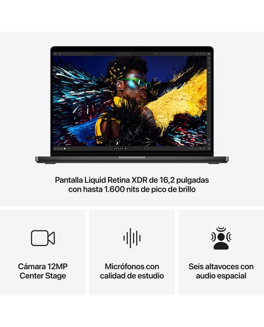 Apple MacBook Pro 16 (2024) M4 Pro, 48GB, 512GB SSD, 16,2", MacOS - Negro espacial Negro espacial-6