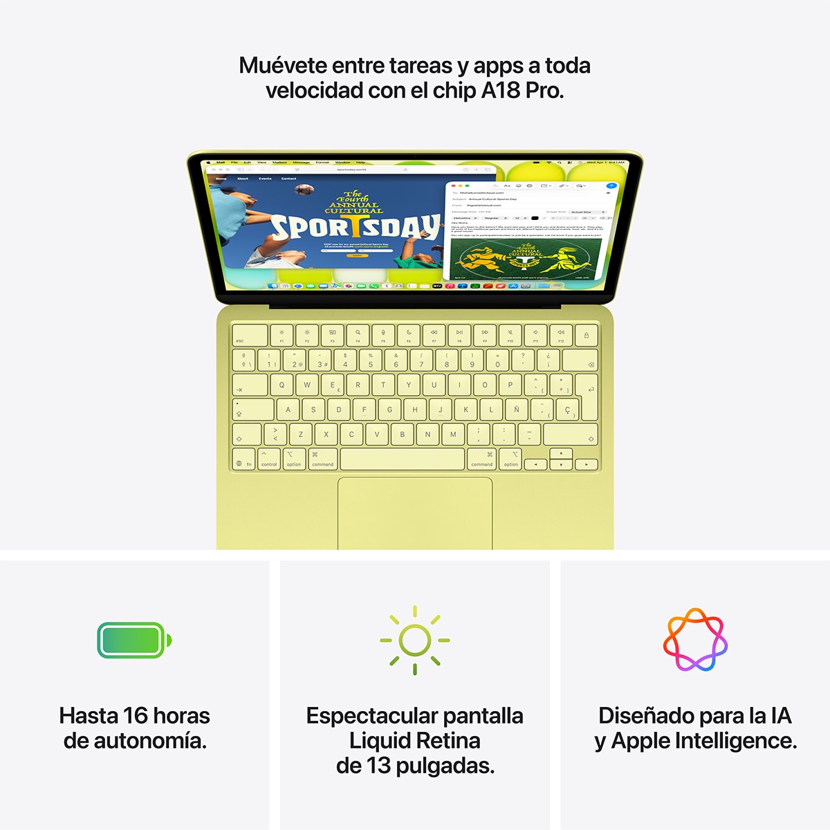 Apple MacBook Neo (2026), A18 Pro, 8GB, 256GB SSD, 13", Magic Keyboard, macOS Plata-10
