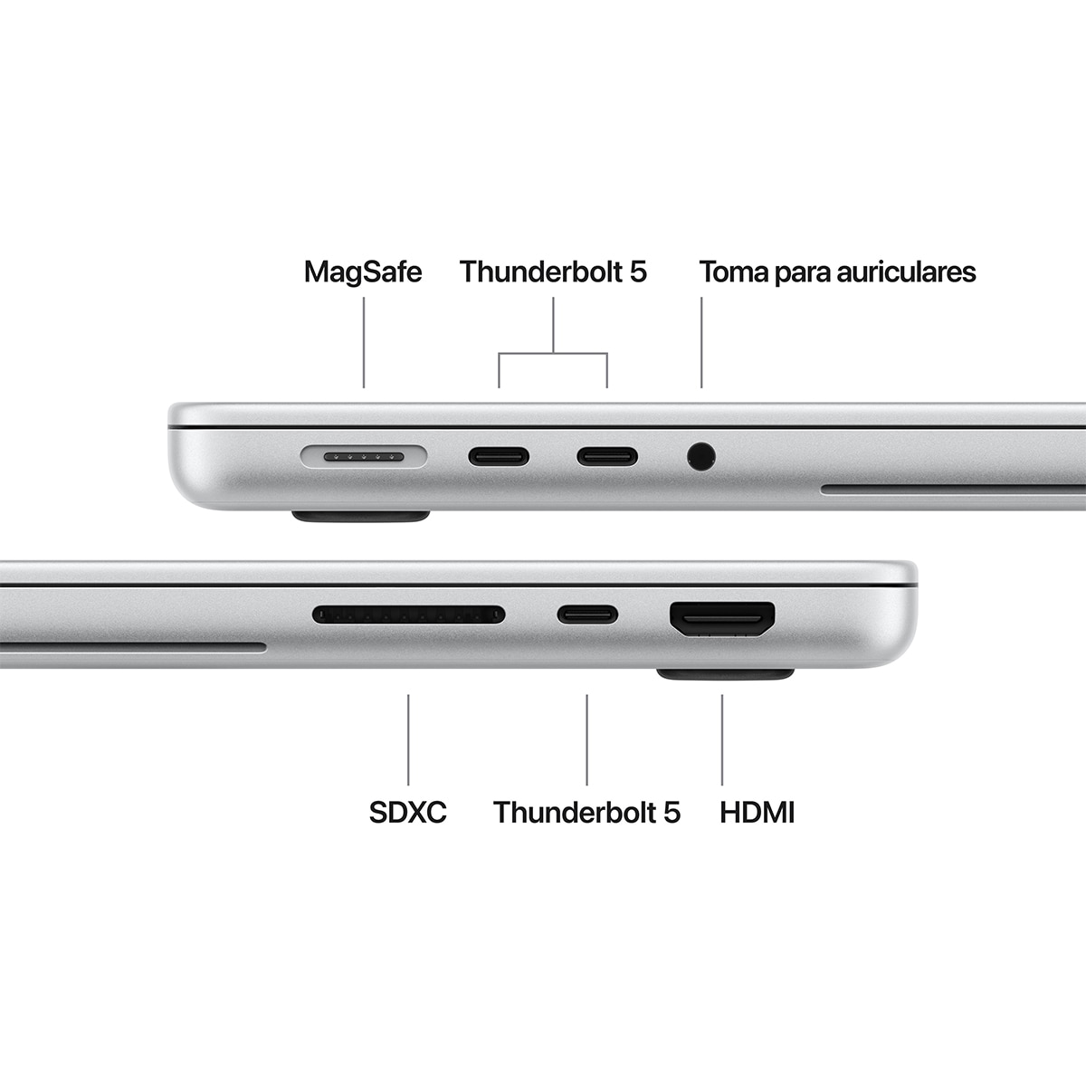 Imagen 8 de Apple MacBook Pro14 PROLED XDR (2026), M5 Pro, 24GB, 1TB SSD, 14", macOS - Negro espacial Plata