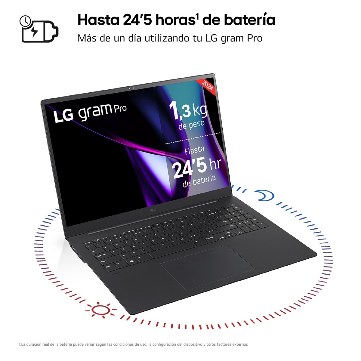 Portátil LG gram Pro 16Z90SP, Intel Core Ultra 7-155H, 32GB, 1TB SSD, GeForce RTX 3050 4GB, 16", W11 Negro-6