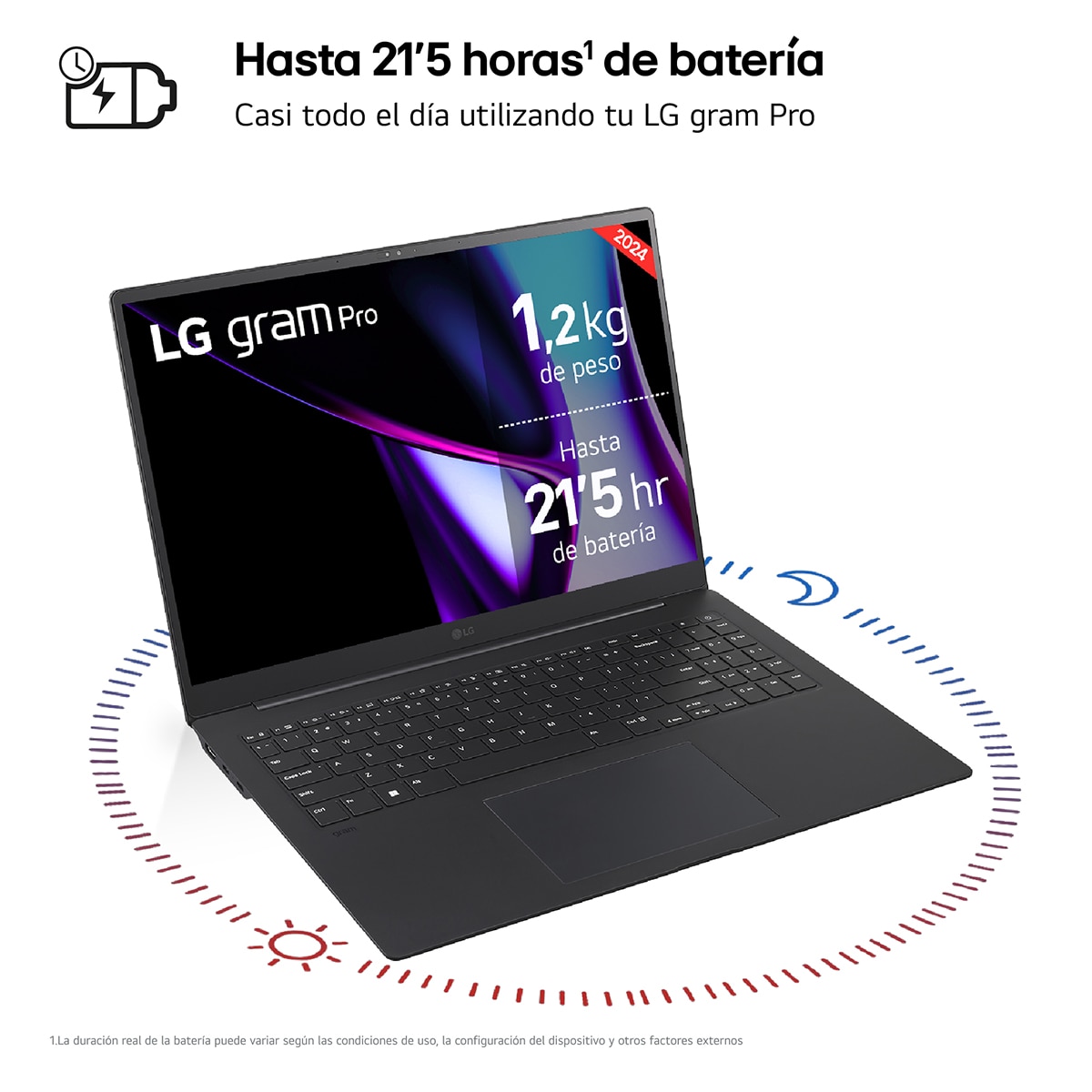 Portátil LG gram  Pro 16Z90SP, Intel Core Ultra 7-155H, 32GB, 1TB SSD, 16", W11 Negro-6