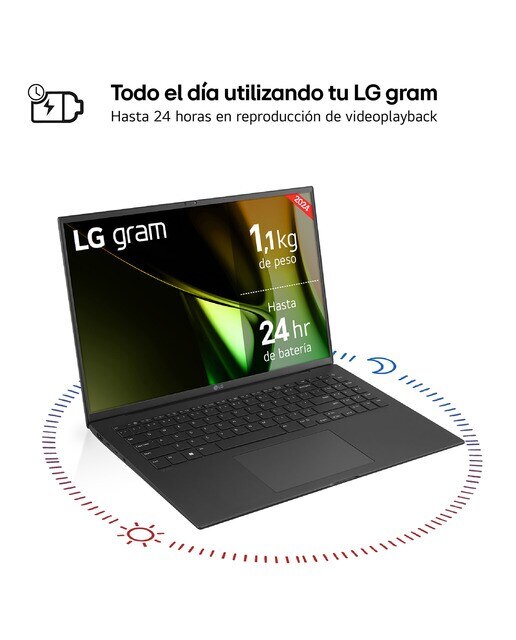 Portátil LG gram 16ZD90S, Intel Core Ultra 7 155H, 16GB, 1512G SSD, 16", Sin Sistema Operativo Negro-2