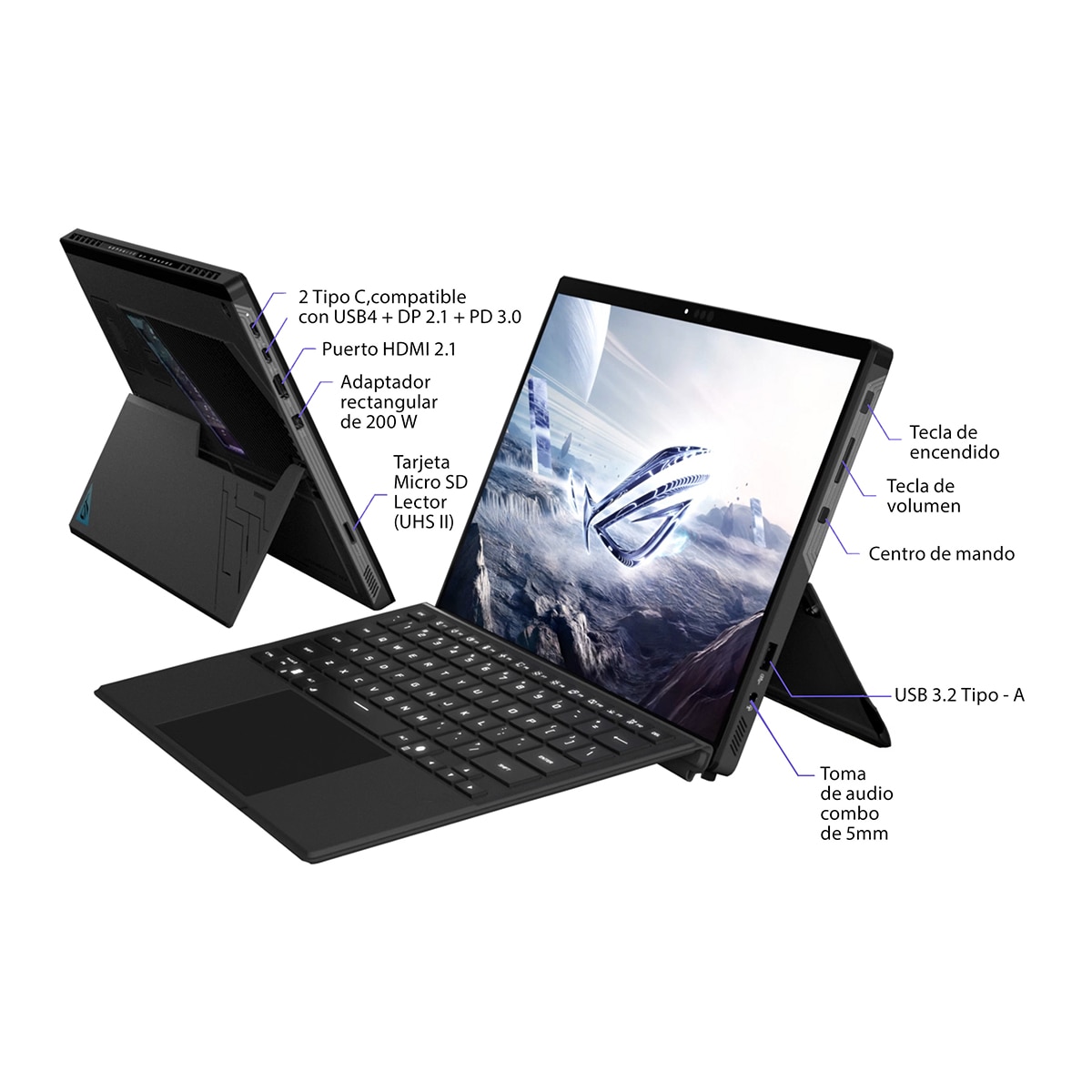 Convertible 2 en 1 Gaming ASUS ROG Flow Z13 GZ302EA-RU008W, Ryzen Max+ 395, 32GB, 1TB SSD, 13,4", W11 Plata-3
