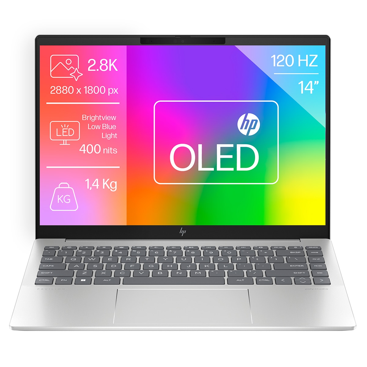 Portátil HP Pavilion Plus 14-ew1021ns, Intel Core Ultra 5 EVO-125H, 16GB, 1TB SSD, 14", W11 Plata-1