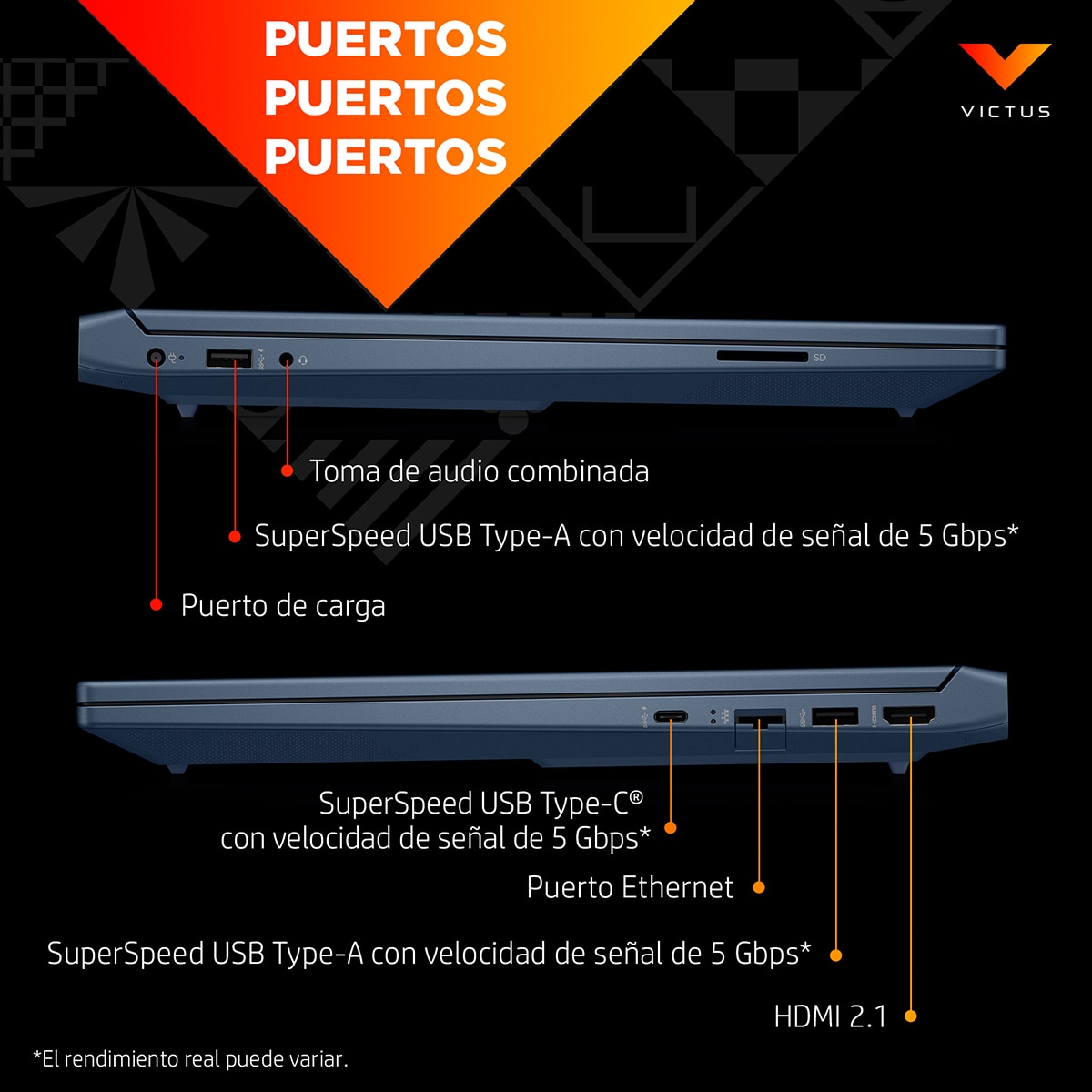 Portátil Gaming HP VICTUS 15-fb3011ns, AMD Ryzen 7-8845HS, 16GB, 512GB SSD, Nvidia GeForce RTX 4050 6GB, 15,6", W11 Azul-6