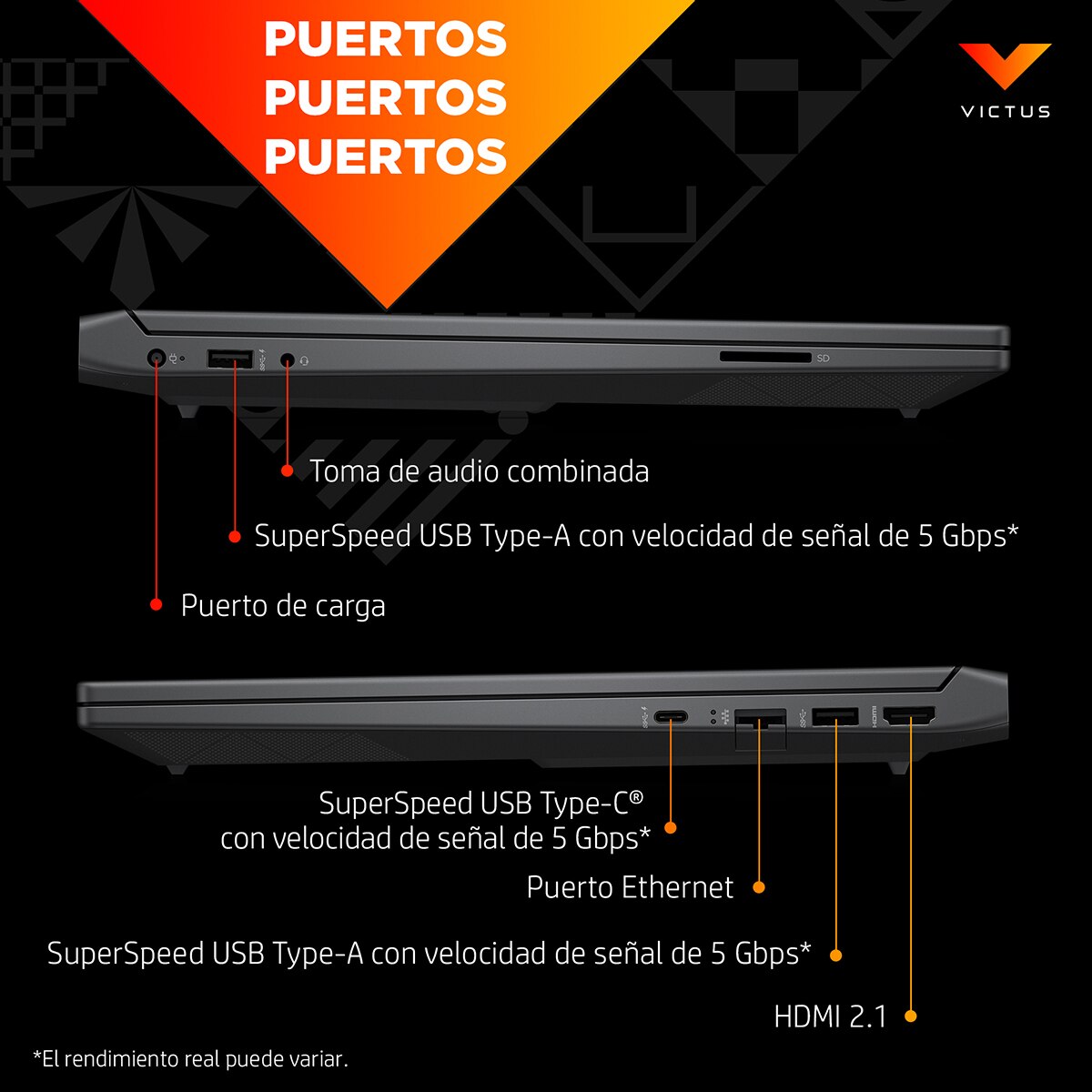 Portátil Gaming HP VICTUS 15-fb3009ns, AMD Ryzen 5-8645HS, 16GB, 512GB SSD, Nvidia GeForce RTX 3050 6GB, 15,6", Sin SO Gris-6