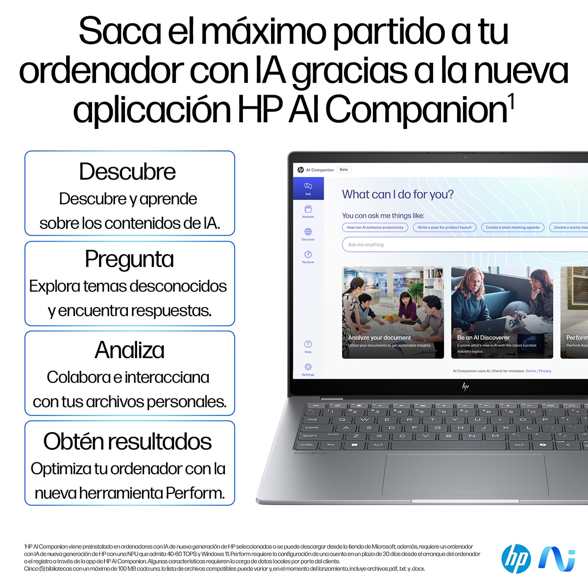 Portátil HP OmniBook X 14-fe0011ns Copilot+PC, QC Snapdragon X Elite X1E-78-100, 32GB, 1TB SSD, 14", W11 Plata-8