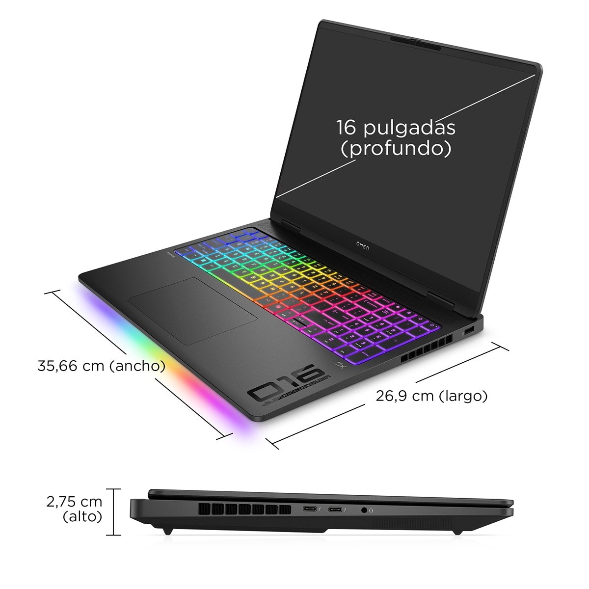 Portátil Gaming HP OMEN MAX 16-ah0013ns, Intel Core Ultra 9-275HX, 32GB, 1TB SSD, Nvidia GeForce RTX 5070Ti 12GB, 16", W11 Negro-6