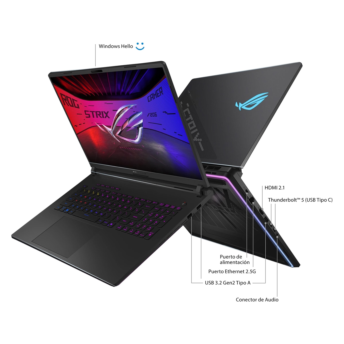 Portátil Gaming ASUS ROG Strix SCAR 18 G835LX-SA046W, Intel Core Ultra-9 275HX, 64GB, 4TB SSD, Nvidia GeForce RTX 5090 24GB, 18", W11 Negro-7