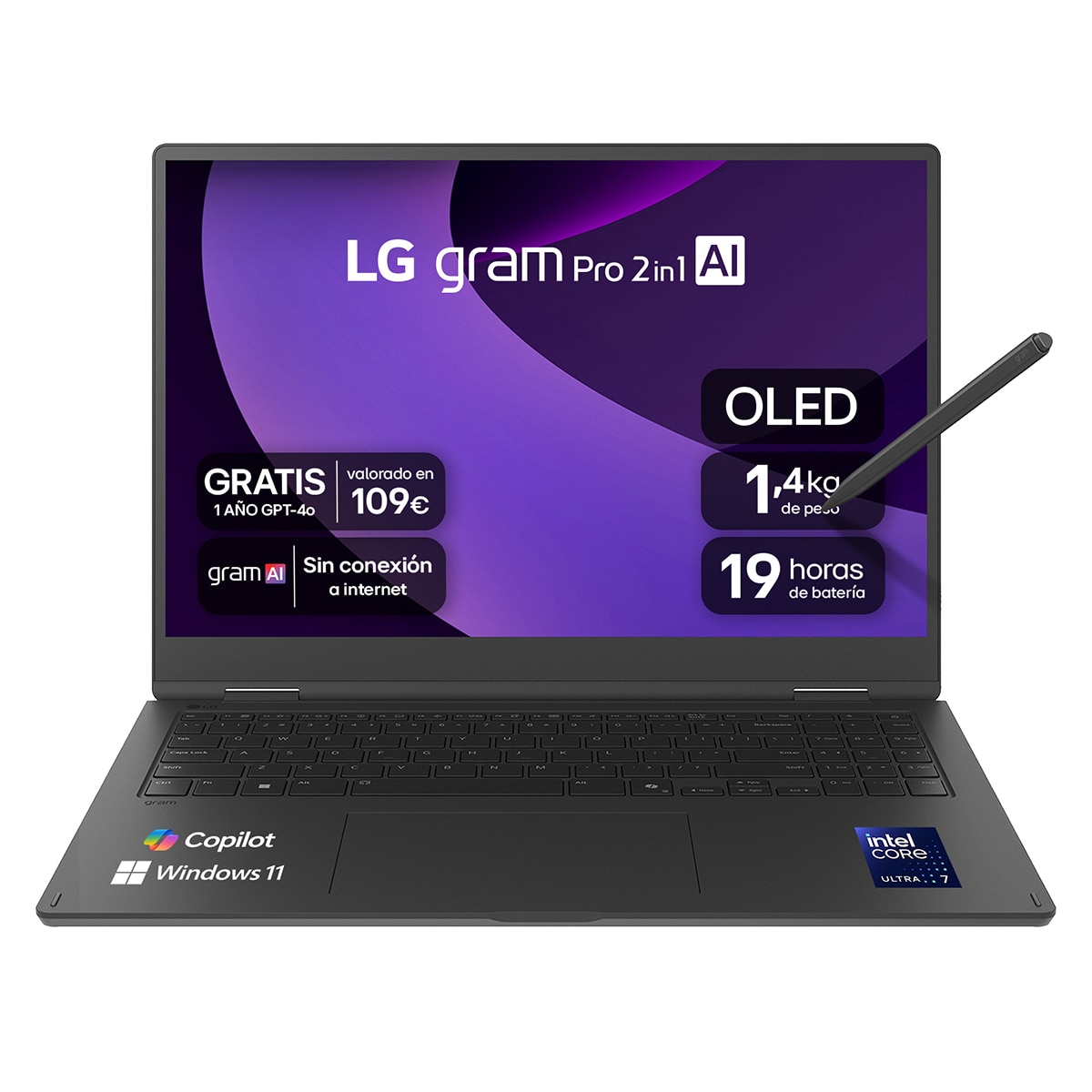 Imagen 0 de Portátil LG gram 16T90TP, Intel Core Ultra 7-255H, 32GB, 1TB SSD, 16", W11