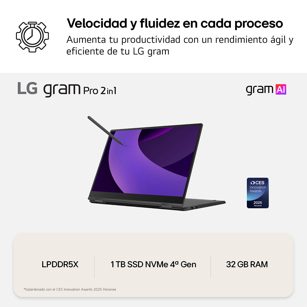 Portátil LG gram 16T90TP, Intel Core Ultra 7-255H, 32GB, 1TB SSD, 16", W11 Negro-10
