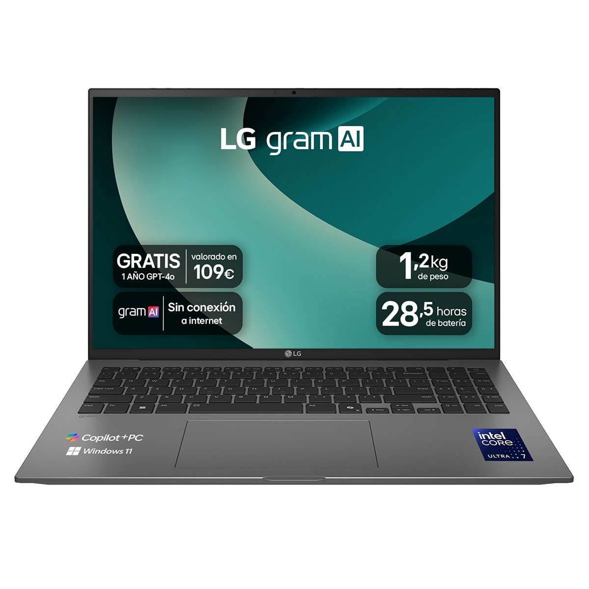 Imagen 0 de Portátil LG gram 16Z90TL, Intel Core Ultra 7-258V, 32GB, 1TB SSD, 16", W11