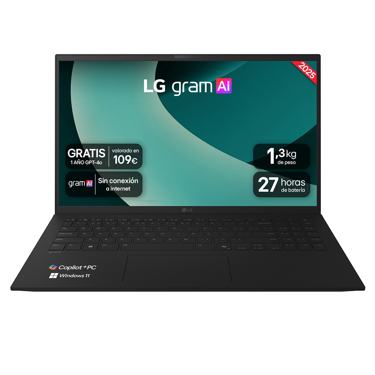 Portátil LG gram 15Z80T, Ryzen AI 7-350, 32GB, 1TB SSD, 15", W11 Negro-1