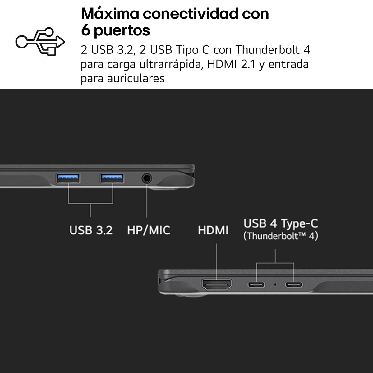 Portátil LG gram 15Z80T, Ryzen AI 7-350, 32GB, 1TB SSD, 15", W11 Negro-10
