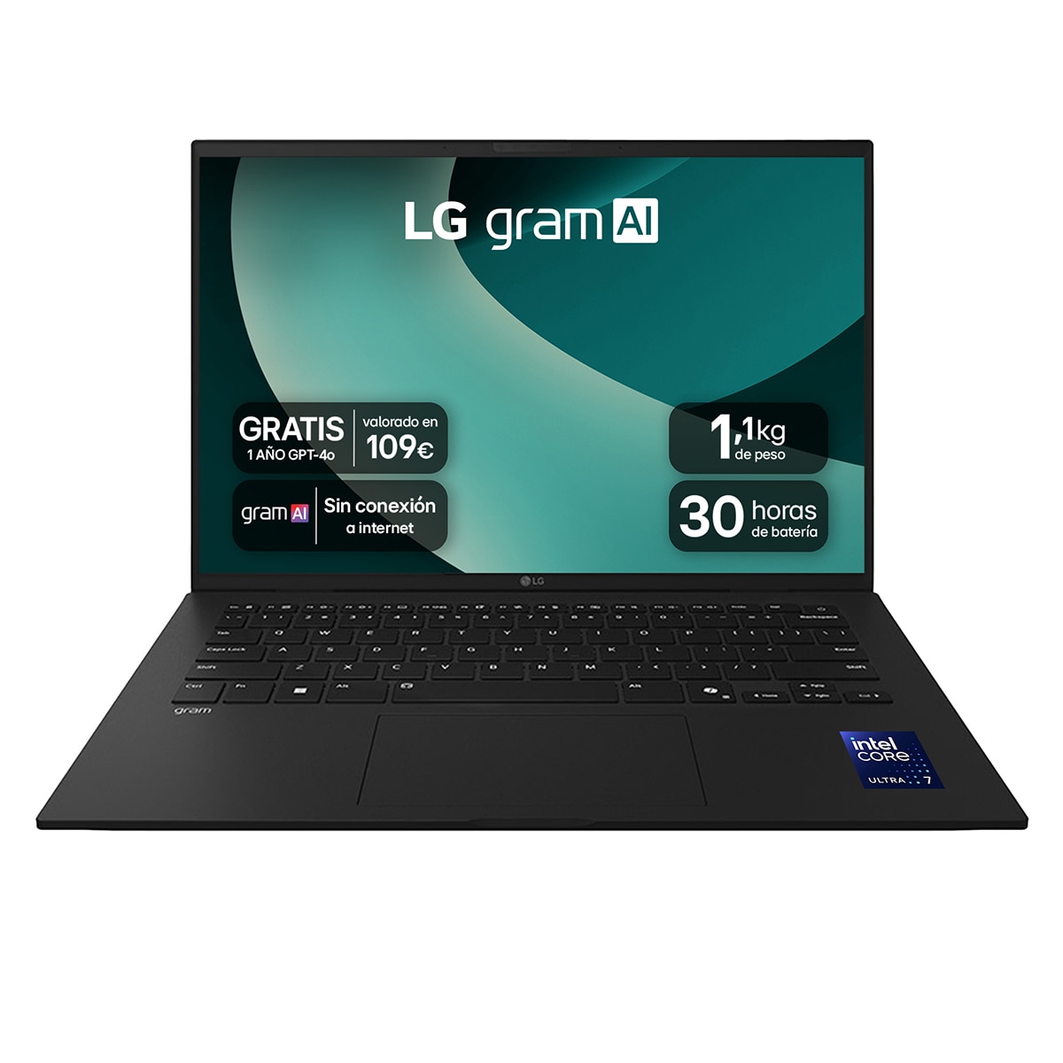Portátil LG gram 14ZD90T, Intel Core Ultra 7-255H, 16GB, 1TB SSD, 14", Sin SO Negro-1