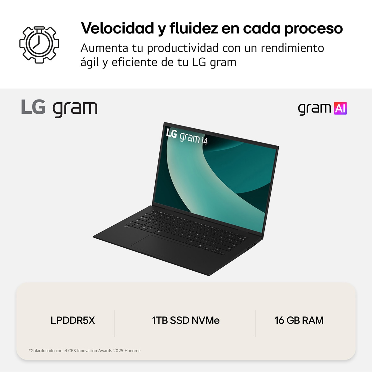 Portátil LG gram 14ZD90T, Intel Core Ultra 7-255H, 16GB, 1TB SSD, 14", Sin SO Negro-8