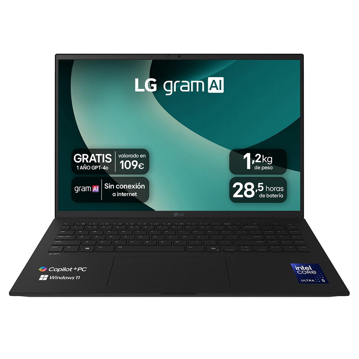 Portátil LG gram 16Z90TL, Intel Core Ultra 5-228V, 16GB, 1TB SSD, 16", W11 Negro-1