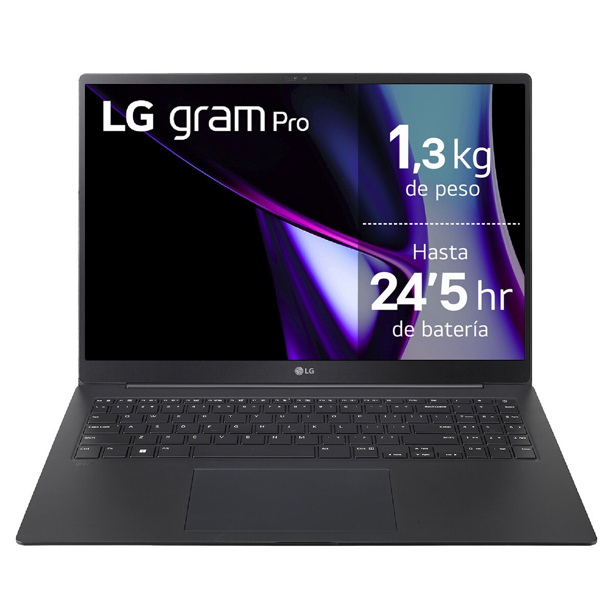 Portátil LG gram Pro 16ZD90SP, Intel Core Ultra 7-155H, 32GB, 1TB SSD, Nvidia GeForce RTX 3050 4GB, 16", Sin SO Negro Obsidiana-1
