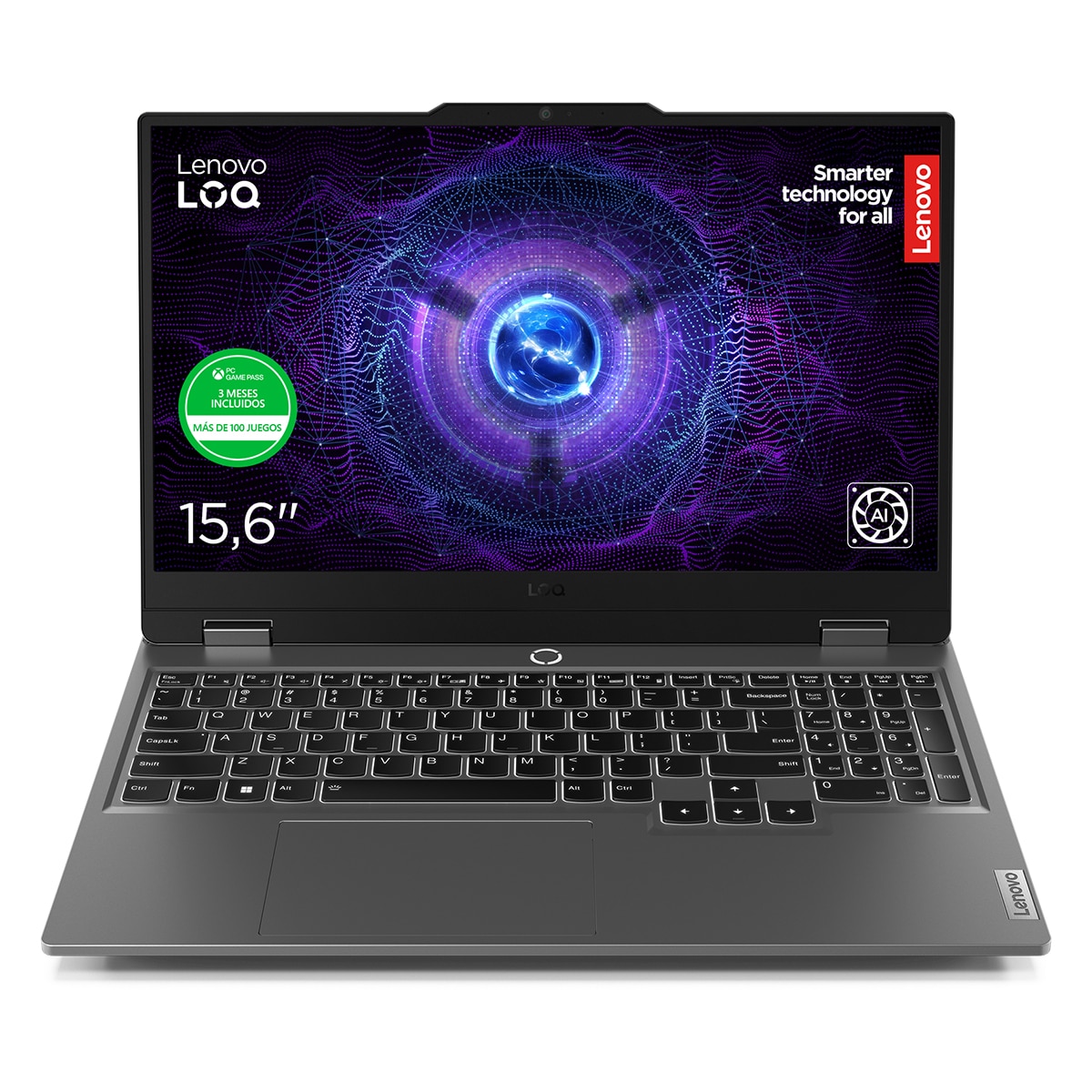 Portátil Gaming Lenovo LOQ 15ARP9, Ryzen 7-7435HS, 24GB, 512GB SSD, Nvidia GeForce RTX 4050 6GB, 15,6", W11 Luna Grey-1