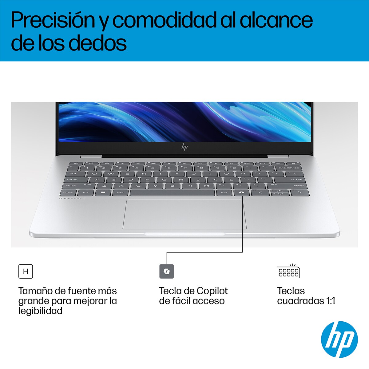 Portátil HP OmniBook 7 14-fr0027ns, Intel Core Ultra 7 EVO-255U, 16GB, 1TB SSD, 14" OLED, W11 Plata-7