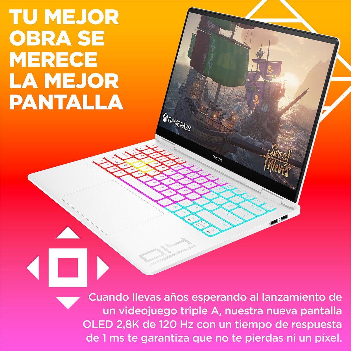 Portátil Gaming HP OMEN Transcend 14-fb1003ns, Intel Core Ultra 9-285H, 64GB, 1TB SSD, Nvidia GeForce RTX 5070 8GB, 14" OLED, W11 Blanco-5