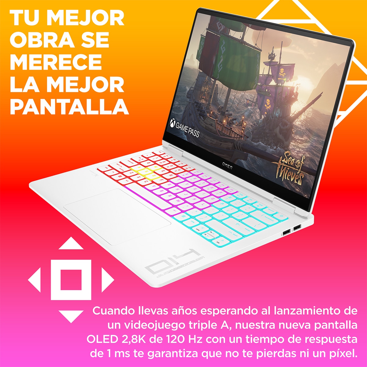 Portátil Gaming HP OMEN Transcend 14-fb1002ns, Intel Core Ultra 7-255H, 32GB, 1TB SSD, Nvidia GeForce RTX 5060 8GB, 14" OLED, W11 Blanco-5